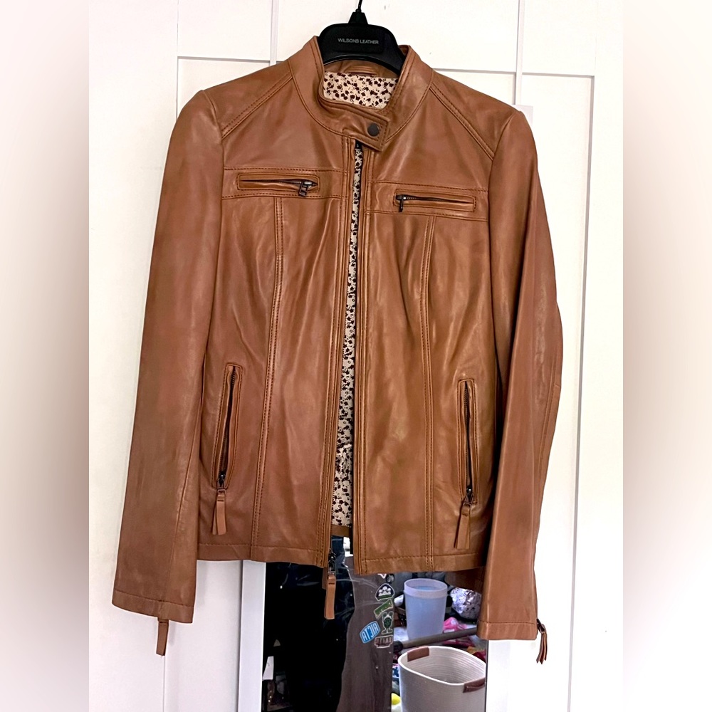 Leather moto style jacket